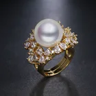 Ring Wedding Rings Hot Sale Fashion Pearl Zircon Ring With 18K Plating Bride Wedding Prom Rings