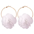 Gold Hoop Earrings Earrings 5cm Gold Hoop Earrings Women White Flower Hoop Earrings Jewelry