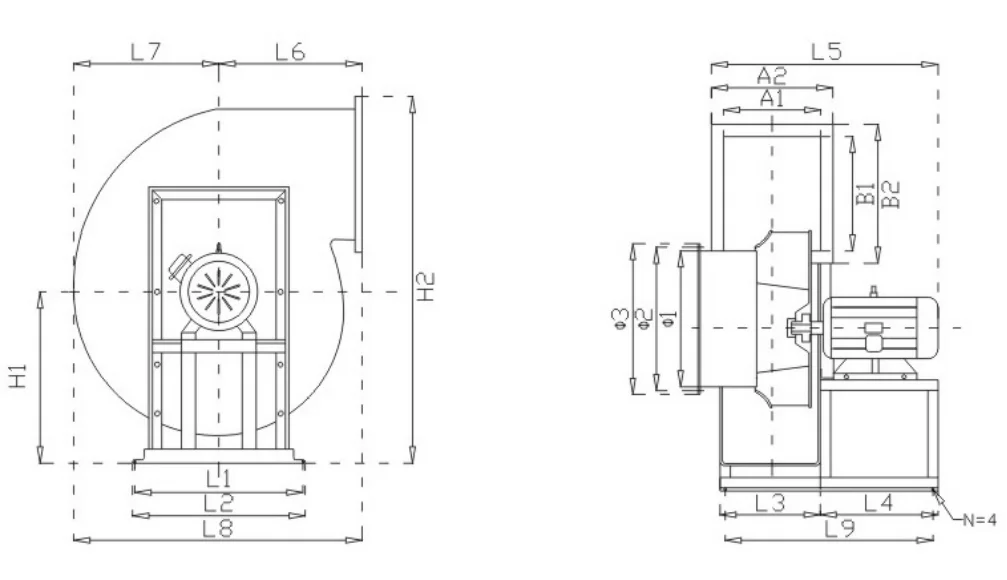 Centrifugal Blower, PP4-72, 1.5KW - detail 14