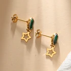 Earring Earrings Spot Dropshipping Plated Gold Stainless Steel Green Diamond Stud Earring For Women Jewelry