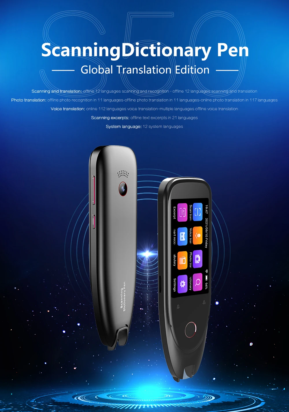 S Translation Pen And Scanning Inch Hd Screen Voice Ai Translator