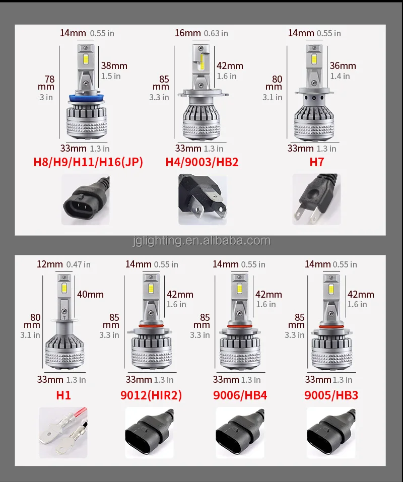 Jg Q7 Super Bright 100w 24000lm H1 H7 H8 H11 9005 Hb3 9006 Hb4 9012