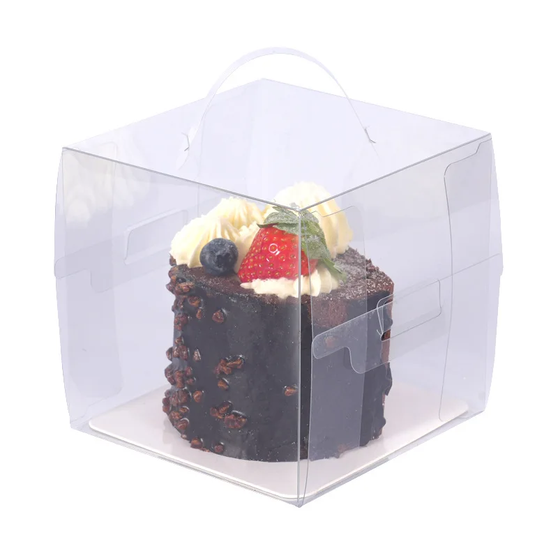 Hot sale Transparent Gift Box Mini 6Inch Clear Plastic with Handle Boxes Macaron Cupcake Packaging Cake Box