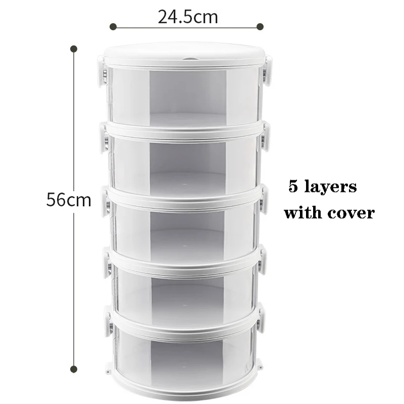 Household Superposed Multi-Layer Dish Rack With Cover Transparent Stackable Dust Cover Portable Food Covers