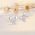 Girls Earrings 2021 Fashion Jewelry Wholesale Lovely Girls Mini Cute Cartoon Mouse Crystals Stud Earrings