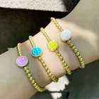 Vintage Bracelet Trendy Vintage Copper 18k Plated Gold Bracelet Colorful Smiley Beaded Chain Bracelet