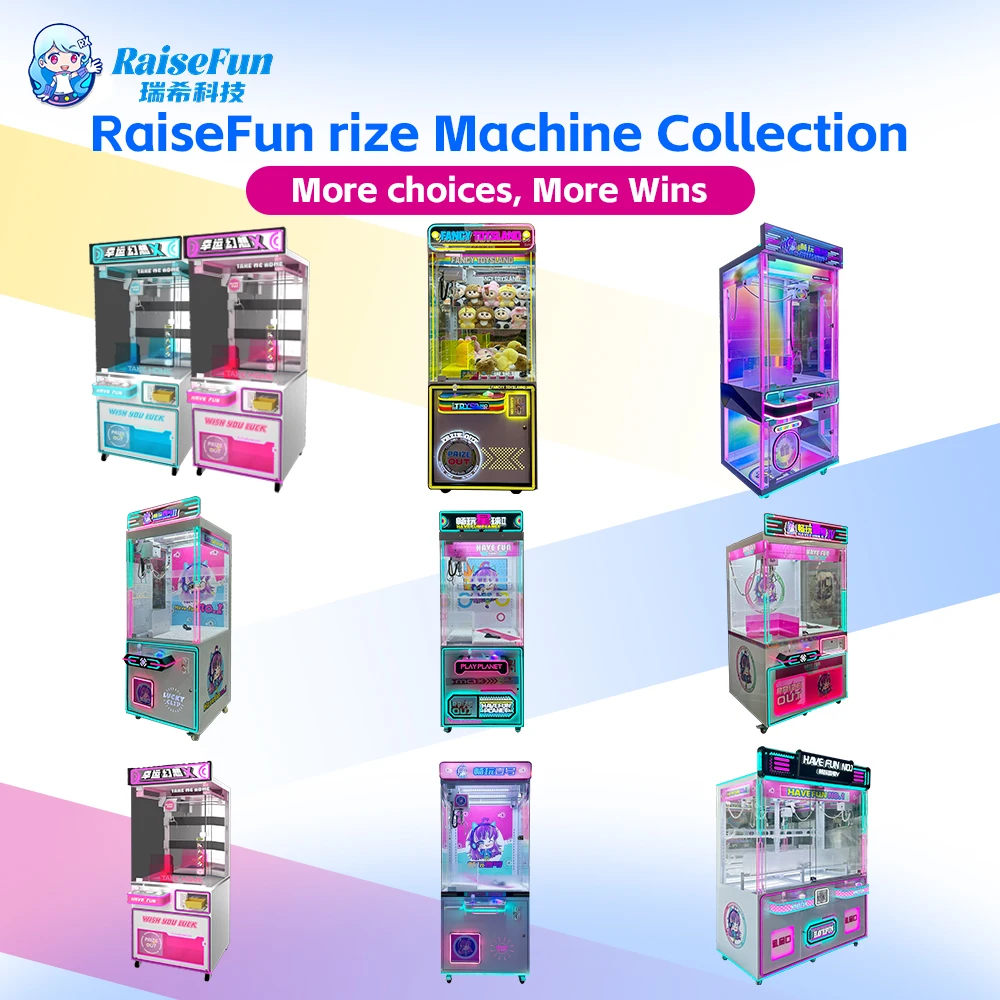 product raisefun high quality transparent claw machine coin operated arcade crane plush doll catcher for shopping mall game center-1