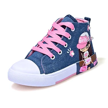 Spring Autumn High Top Children Canvas Shoes For Girl Kids School Running Sports Shoes Fashion Kids Casual Sneakers Wholesale