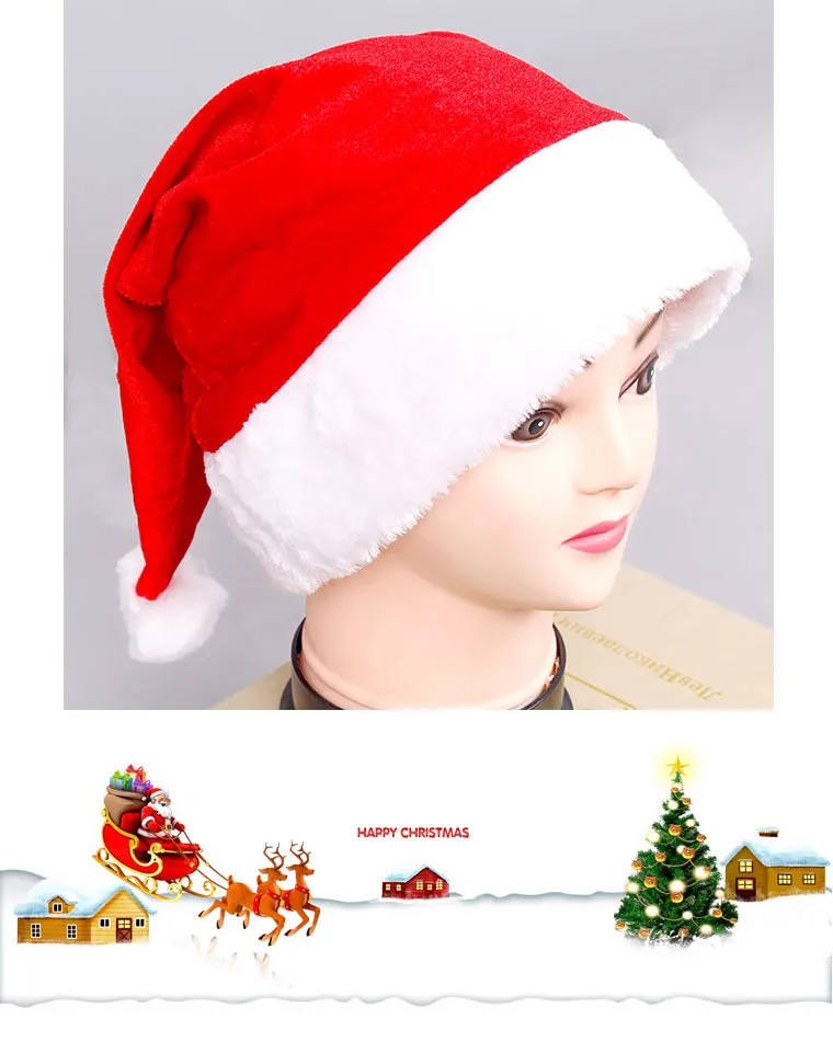 wholesale Christmas decoration hat christmas party short long plush hat adult kids gold velvet fur hat