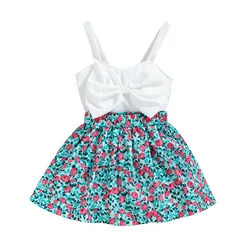 Korean 2023 toddler baby girls clothing sets sleeveless vest tops+floral skirt boutique little girls two-piece sets