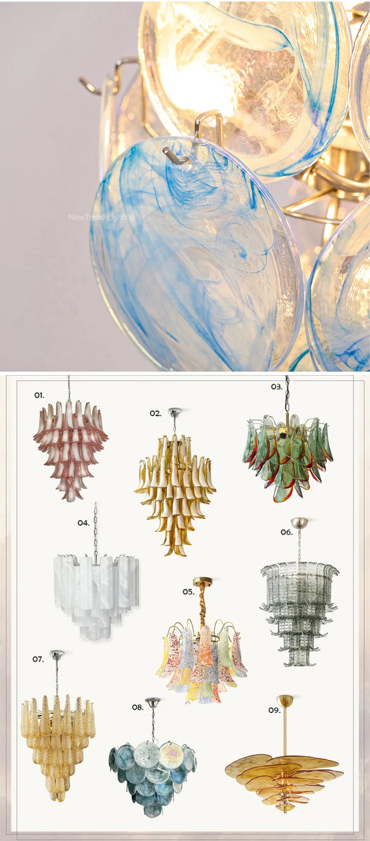 cpl 446 post modern creative murano glass chandelier italian designer style led pendant light for bedroom-4