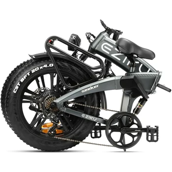 Eziku 1000W Folding Electric Bike with 48V 16.8Ah Lithium Battery Fat Tire Dual Suspension 7 Speed LCD Display 1000W E-Bike