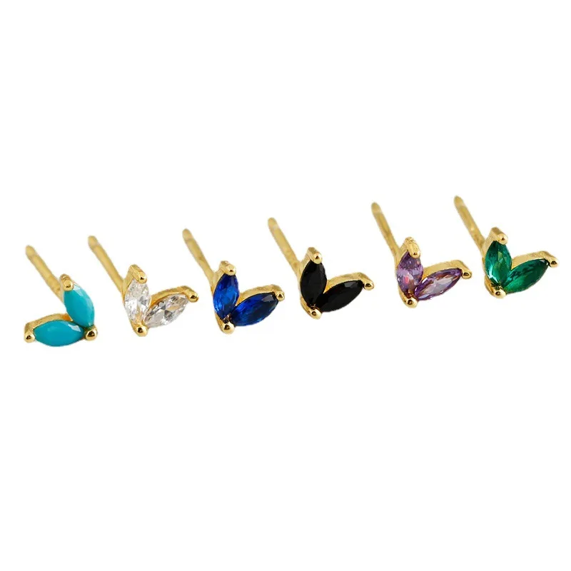 Luxury Minimalist S925 Sterling Silver  Zircon Heart Stud Earrings Women Shiny Cz Flower Earrings Jewelry For Gift