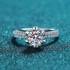 Diamond Ice Ring Hot Selling 1ct 2ct S925 Sterling Silver Six-claw Moissanite Diamond Ice Queen Luxury Wedding Ring