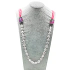 Jade Pearl Pendant Necklaces Pink Crystal Jade Natural Freshwater Pearl Jewelry Pendant Necklace