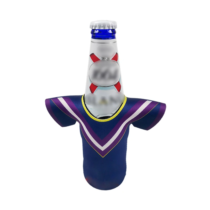 Football Soccer Sports T Shirt Jacket Shape Neoprene Beers Glass Bottle Cooler for Outer sports
