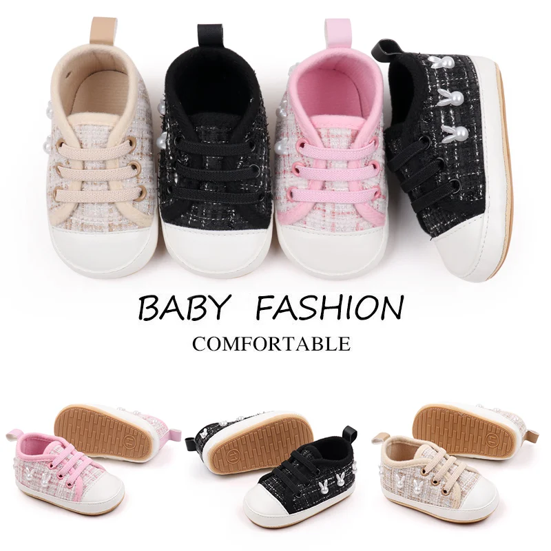Baby Girl's Summer Spring/Autumn Casual Elastic Canvas Shoes Lightweight Breathable Anti-Slip Mary Jane Flats manufacture