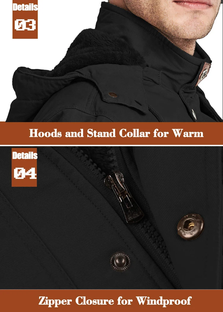Wholesale Windproof Winter Hooded Coats Mens Thicken Fleece Lining Cargo Jackets Tactical Outwear Motorcycle Coats Hiking Parkas