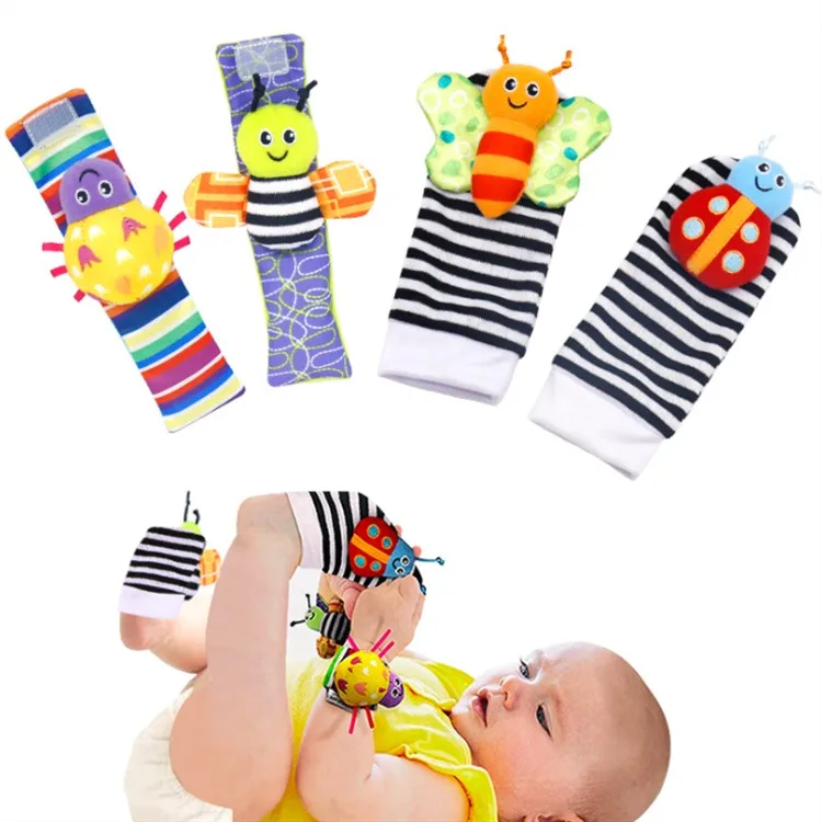 Baby Children Animal Socks Wrist Strap Rattle Cartoon Foot Sock Wrist Strap ONE 