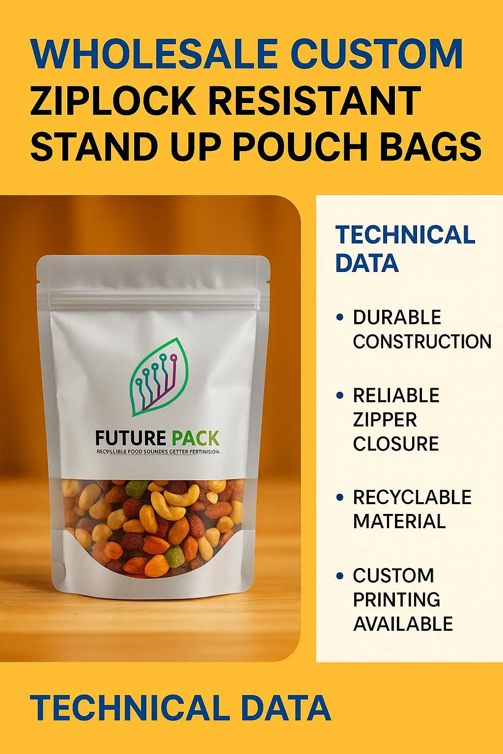 Custom Printed Food-Grade Child-Resistant Stand-Up Pouch for Gummy and Edible Packaging - detail 7