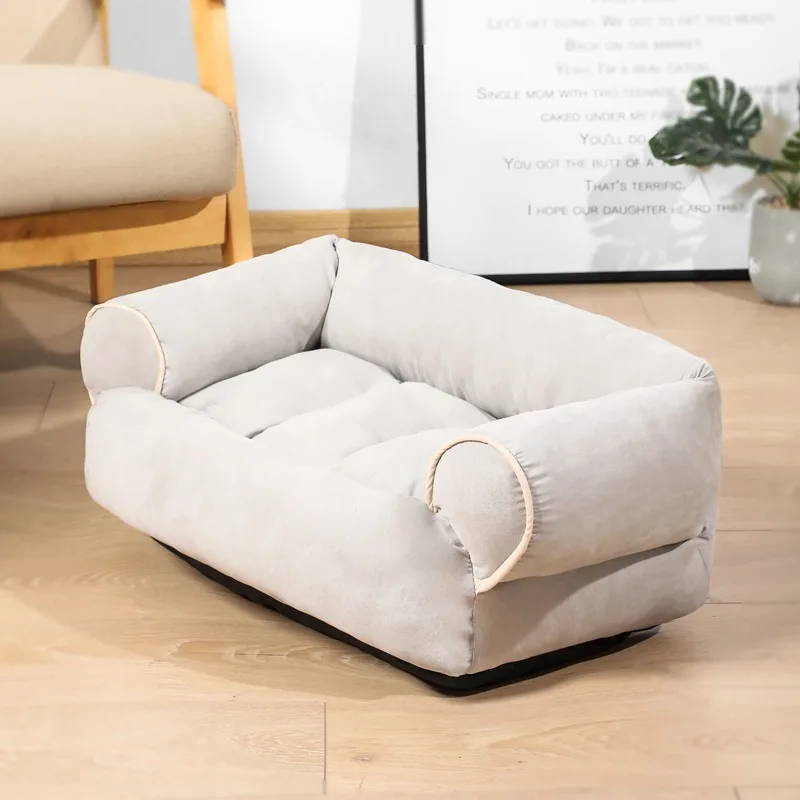 product professional factory high quality suede outer fabric anti slip bottom pp cotton filling dog sofa bed luxury for cats and dogs-51