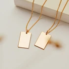 Unisex Gift Hiphop Rectangle Unisex Pendant Necklace Men Women Lover Jewelry Gift