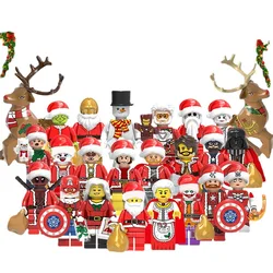 Children's educational toys snowman elk black warrior spiderman Mini action figure  Plastic Building Blocks Christmas set gifts