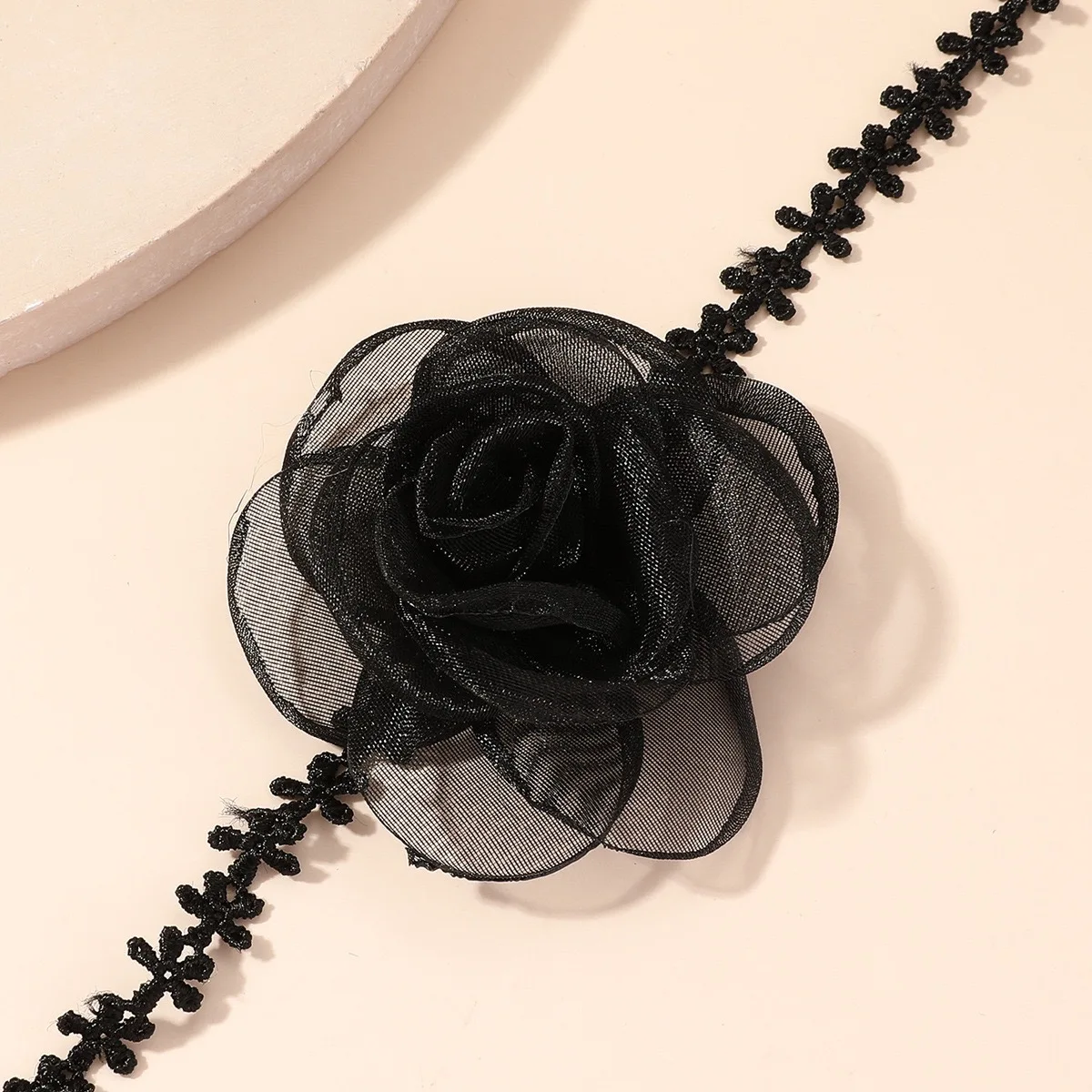 2024 Women S Adjustable Lace Belt Elegance Choker Gauze Camellia Flower