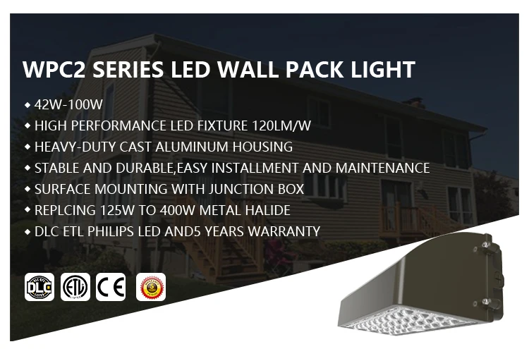 5 years warranty warm white waterproof IP65 60w led wall pack light outdoor wall lighting