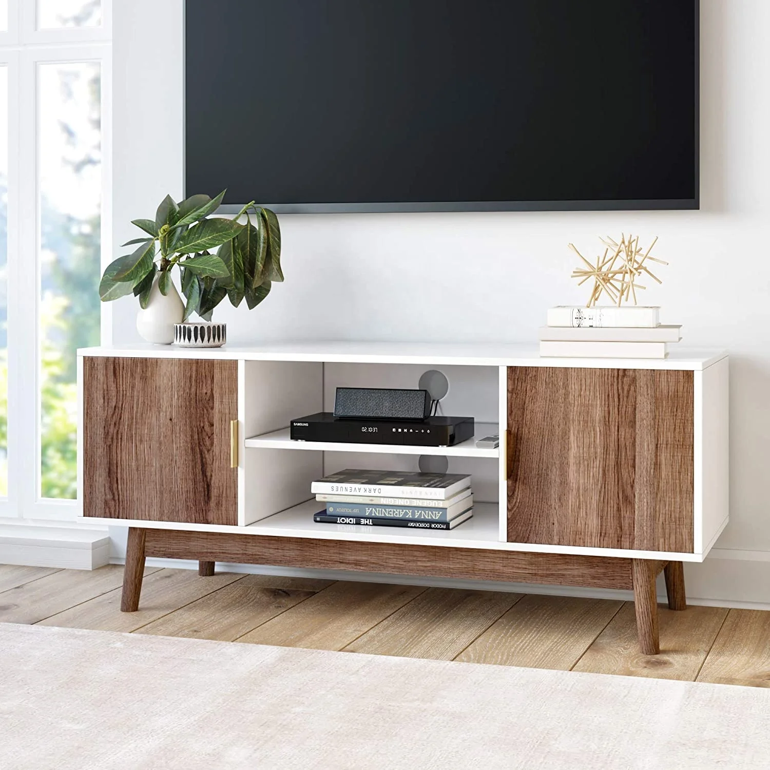 Modern Style Cabinets and Good Support Shelves Wood Furniture Home Furniture Living Room TV Stand with Storage