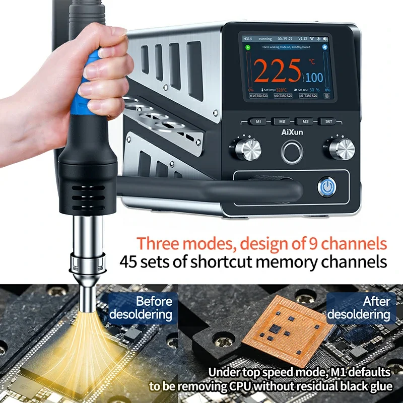 AiXun H314 High Power 1400W Smart Hot Air Heating Digital Intelligent Rework Station for SMD BGA Repair Tool Welding Station