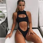 Women Bikini Solid Color Women Sexy Zipper With Chest Pad High Waist Bikini String Bikini Satin Panties Swimwear