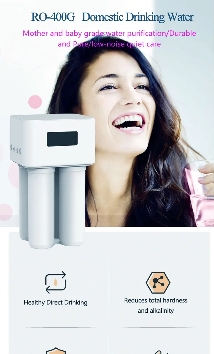 400G Electric Reverse Osmosis Plastic Under-Sink Water Purifier Self-Cleaning Integrated Cartridge Direct Household Drinking
