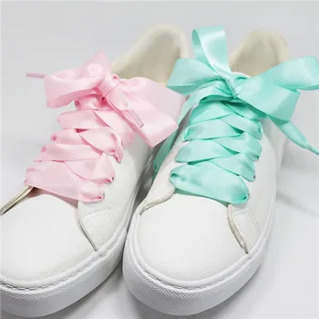 wholesale cheap silk shoe laces 2cm wide fashion ribbon shoelaces