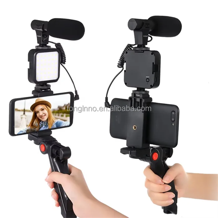 Top Sales AY-49 Video Making Vlog Tripod Kit With Led Fill Light Microphone Vlogging Kits for Live Brocast Table Tripod