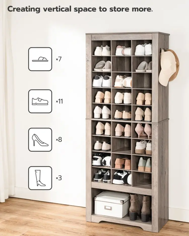 Wholesale Modern Tall Large Shoe Rack Closet Cabinets Freestanding Wooden Shoe Organizer Cupboard Storage Cabinet Cubes Cubby