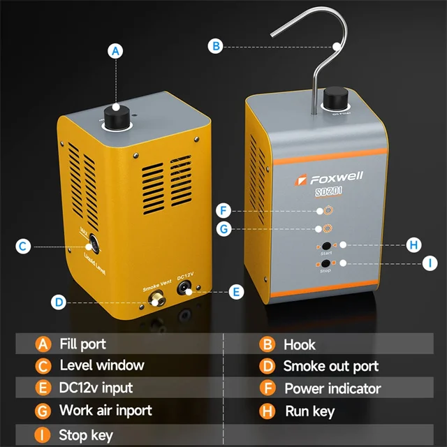 FOXWELL SD201 12V Car Smoke Leak EVAP Smoke Leak Tester Machine Vacuum Fuel Pipe Oil Leakage Detector Auto Diagnostic Tools