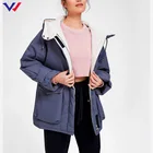 Jacket Ladies Custom Logo Fashion Fleece Lined Jacket Plus Size Windproof Thick Winter Long Jacket For Ladies Blouson