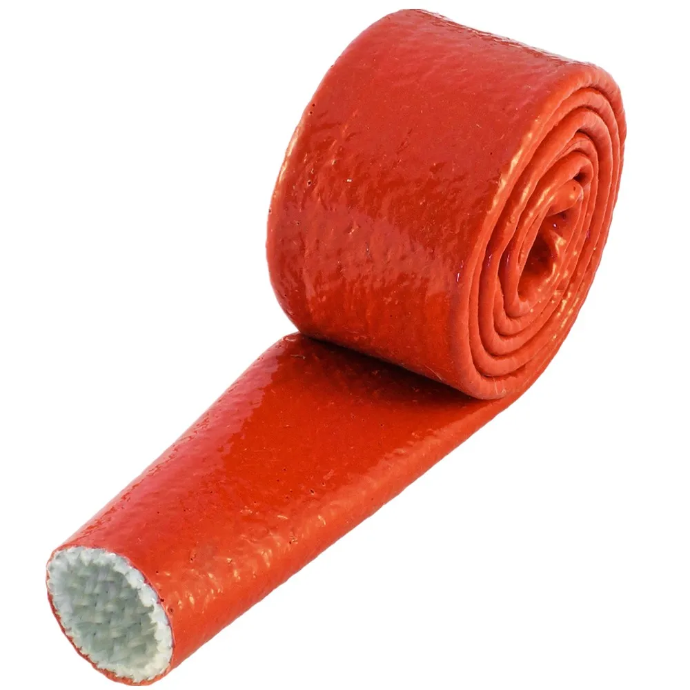 Silicone Fibreglass Fire Sleeving Protective Heat Shield Sleeve Red 25mm 