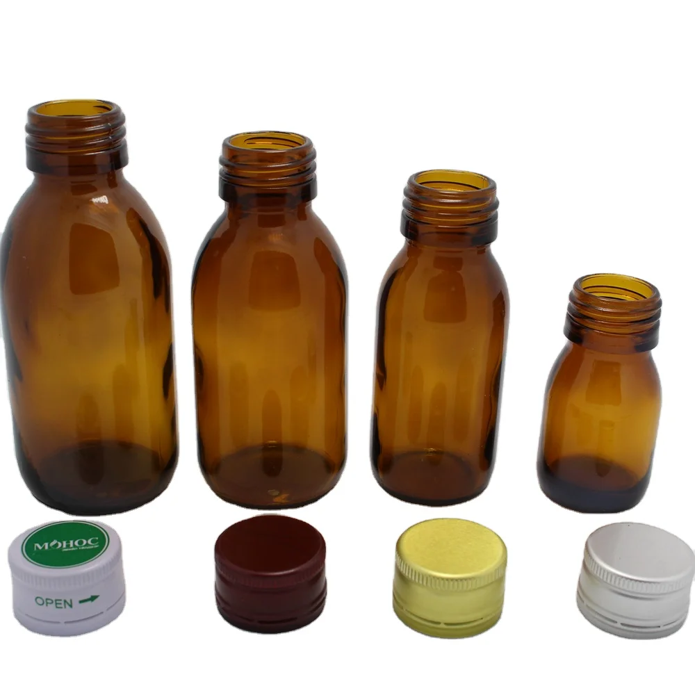 Hot sale amber oral solution glass medicine bottle packaging na may paggawa ng alu cap