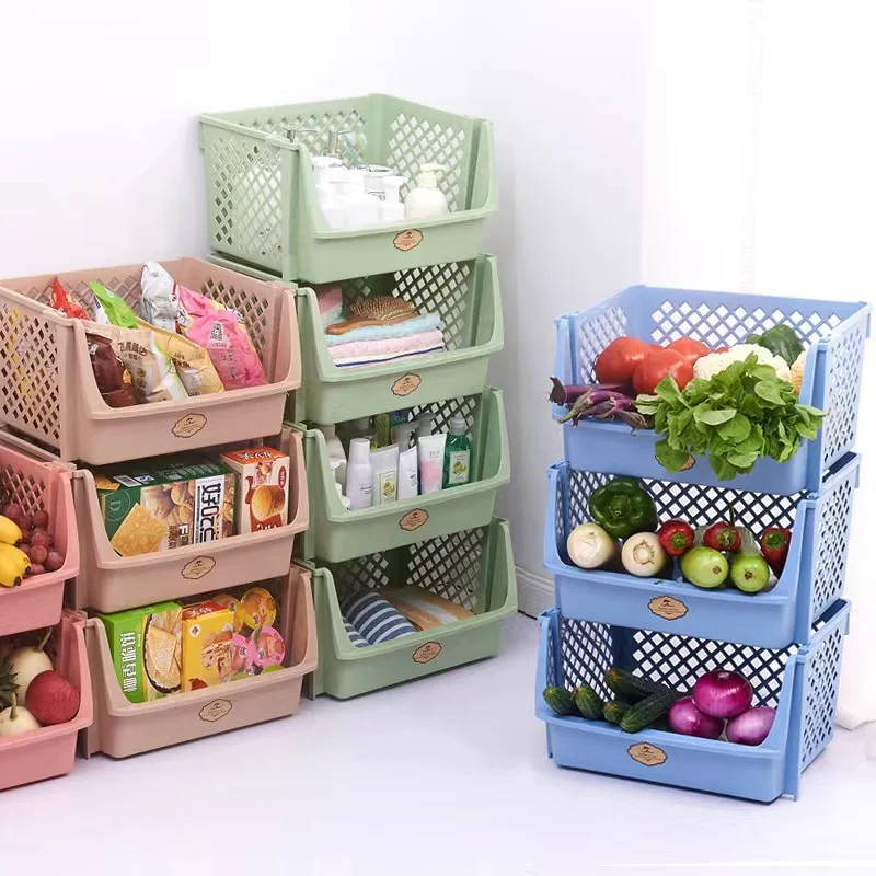 Multi-color Stackable Kitchen Food Snacks Toys Storage Bins Organizer Home Storage Basket And Racks