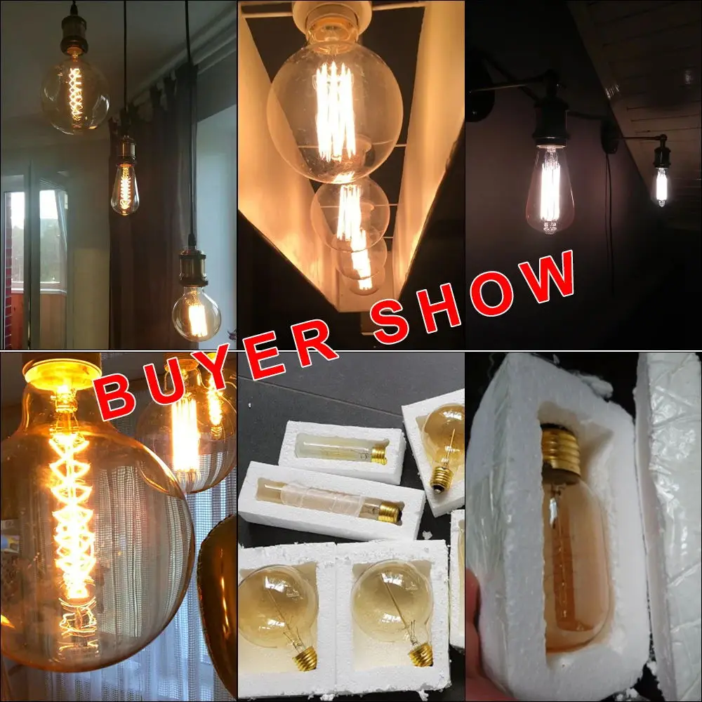 Edison Bulb E27 220V 40W ST64 G80 G95 G125 Ampoule Vintage Edison Bulb Incandescent Lamp Filament Retro Light Bulb Home Decor