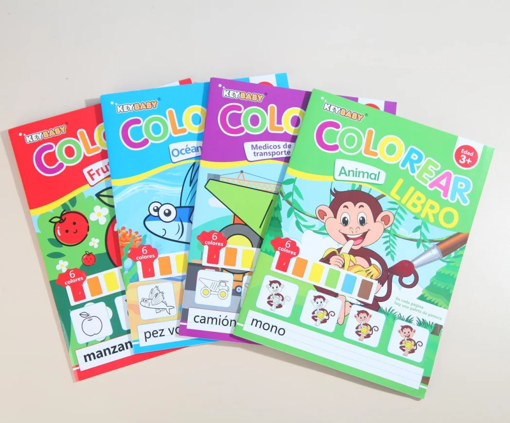 Produkt Keybaby 4 Themen Hochwertiges frühpädagogisches spanisches Malbuch für Kinder mit Palette, Zeichenbuchdruck für Kinderspielzeug 814-22