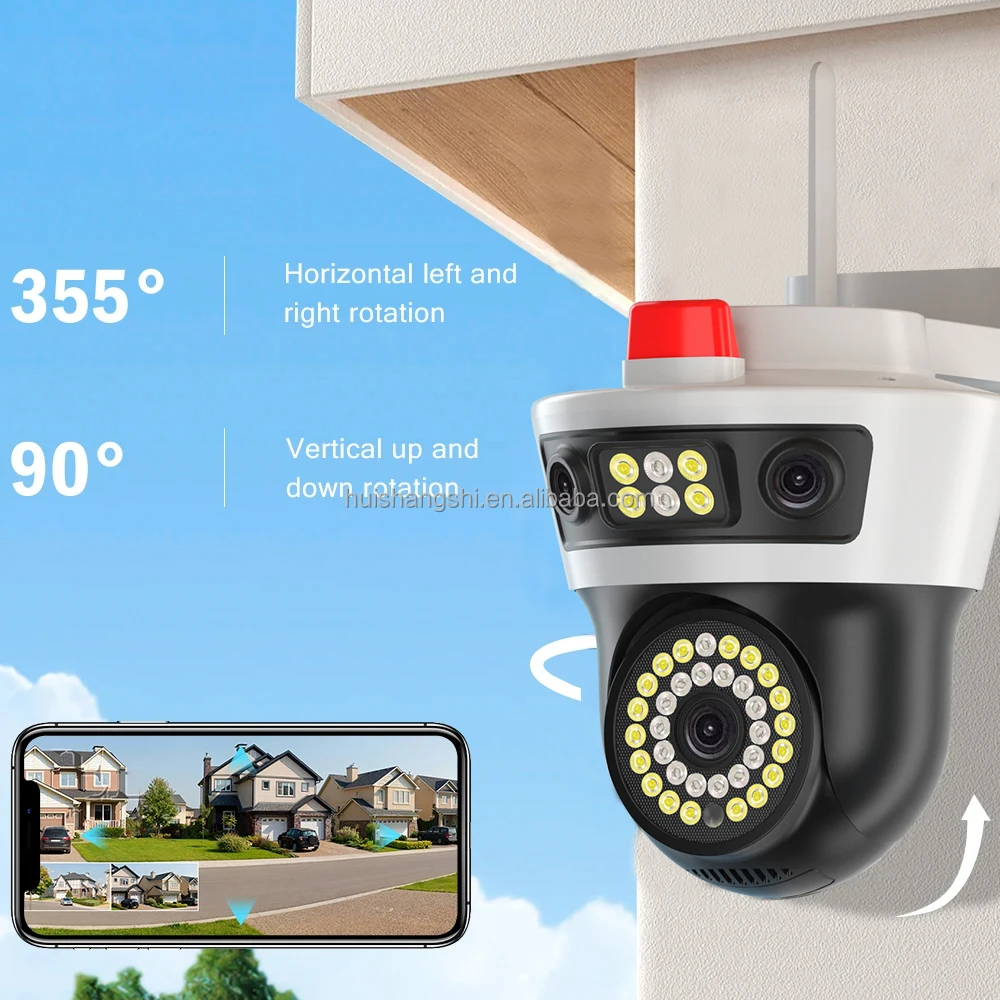 Yoosee 6K 12MP Security Camera Outdoor Three Lens Three Screen 360 View Ai Motion Detection PTZ Mini Home WiFi IP Camera