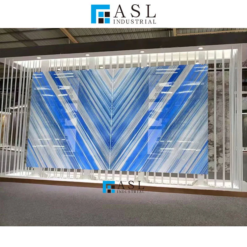 Luxury marble sodalite dark blue quartzite and illusion blue quartzite extreme ocean blue white blue vein floor tiles