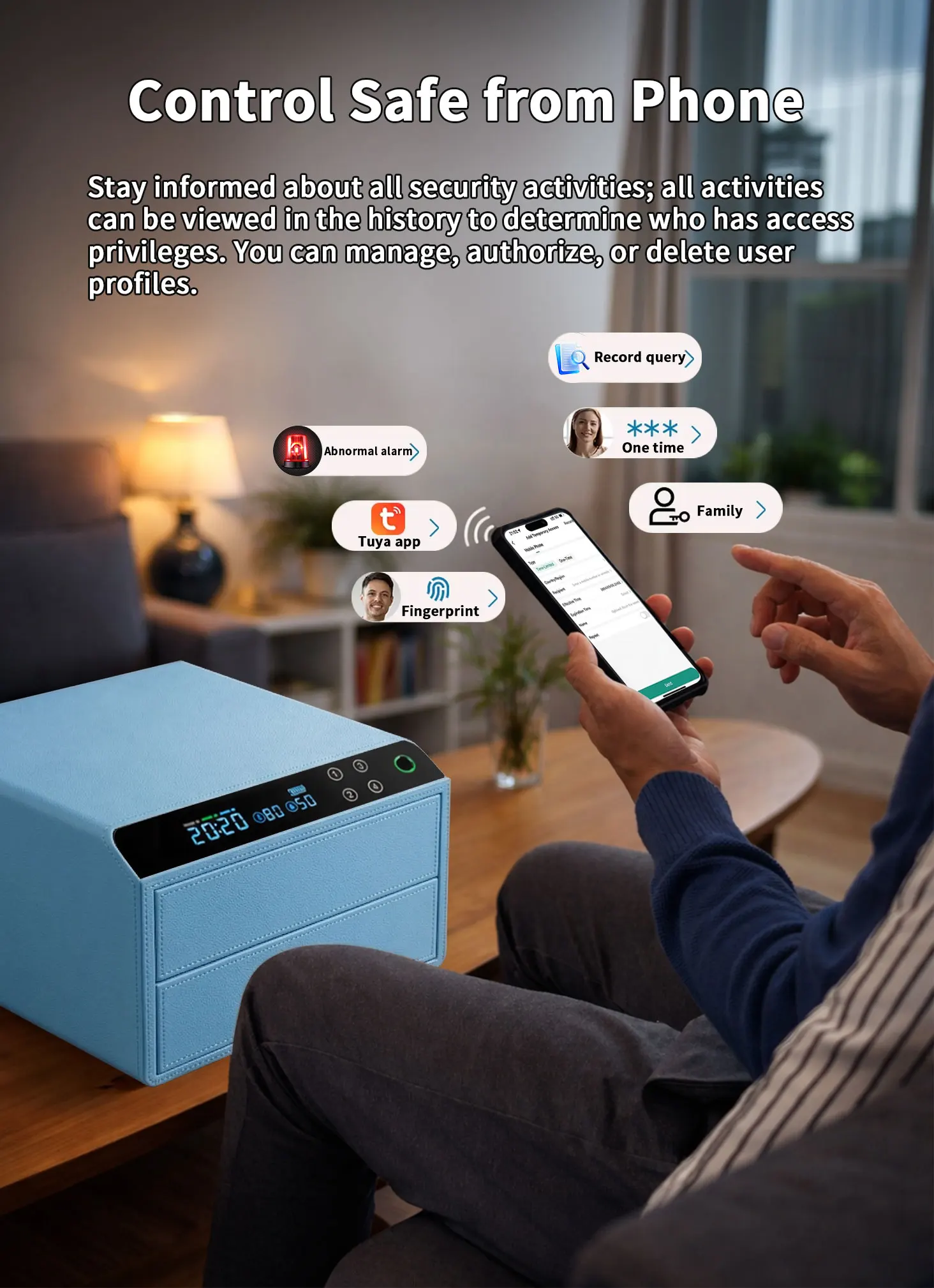 dr 1272 ft ceqsafe smart electronic deposit leather biometric cash 2 drawers safe fingerprint jewelry box with wifi-4