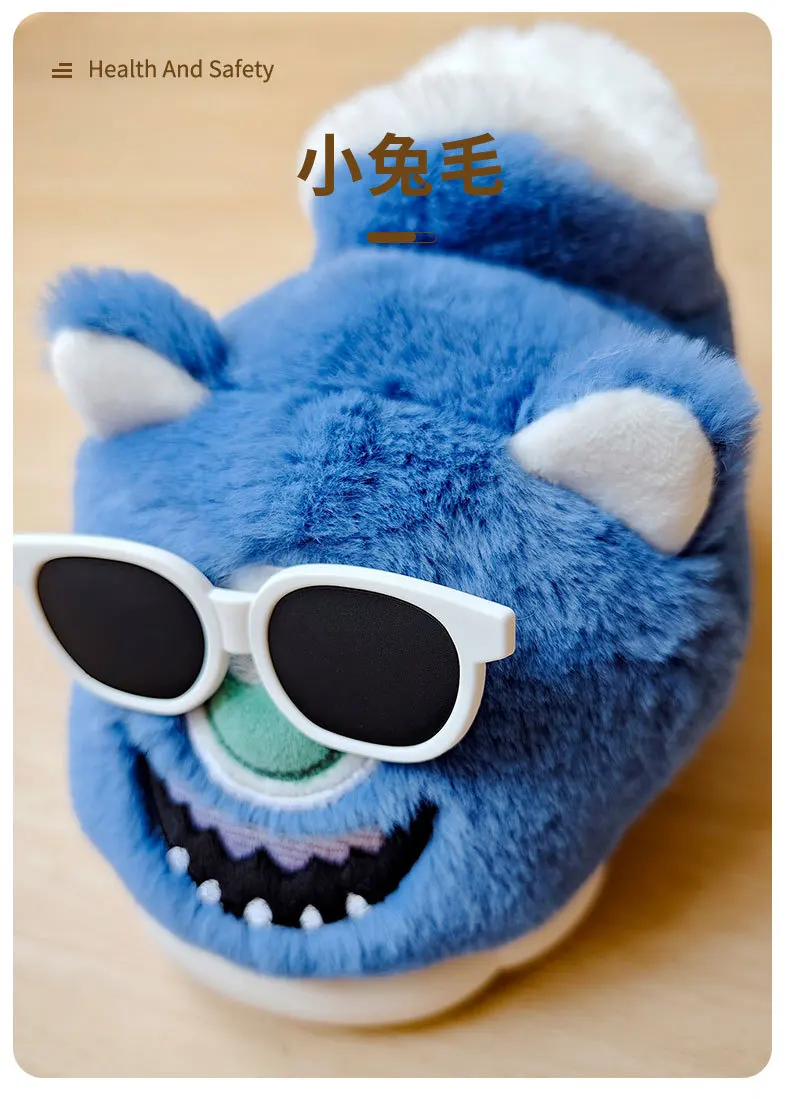 New Arrival Eye Monster Cute Cartoon Shoes Stuffed indoor home warm plus fuzzy slippers winter and Autumn Slippers For women