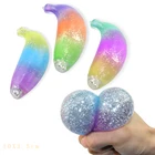 Banana Glitter Gel Banana Squishy Toy TPR Banana Stretchy Stress Reliever Fruit Anti Colorful Banana Toy