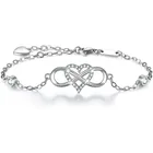 Silver Jewelry Adjustable 925 Silver Jewelry Bracelet Heart Bracelet Diamond Tennis Bracelet