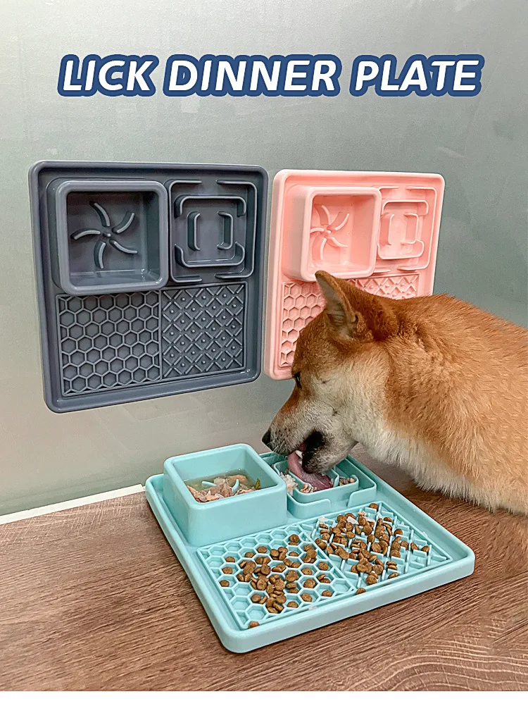 Food Grade Silicone Pet Plates and Slow Food Mats Cat and Dog Tableware Utensils with Suction Cups Comfortable Bowls & Feeders supplier